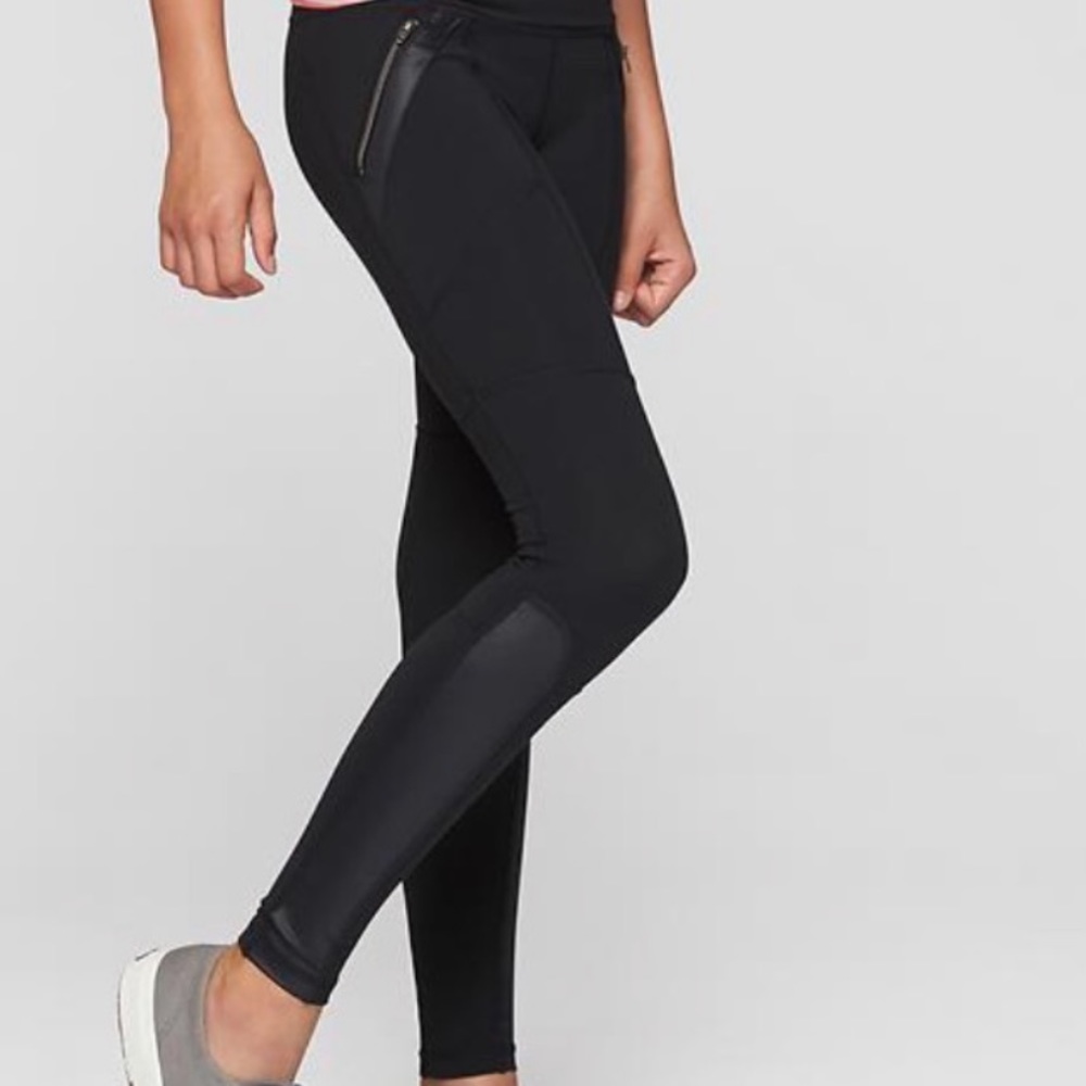 ATHLETA girl SHINE ON moto tights leggings black size XL 14 girls